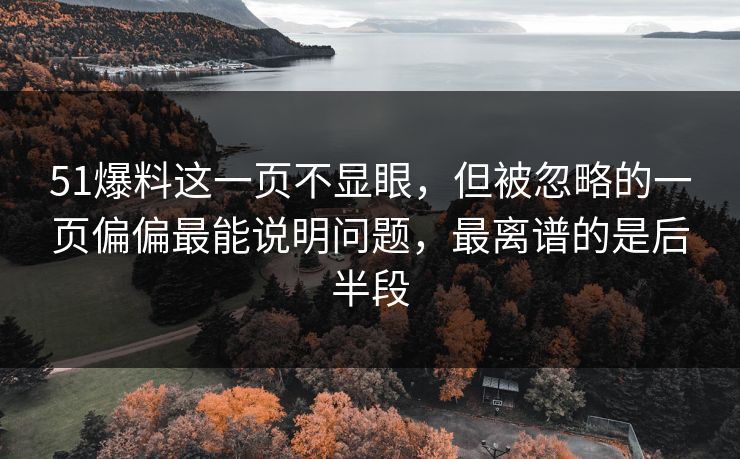 51爆料这一页不显眼，但被忽略的一页偏偏最能说明问题，最离谱的是后半段