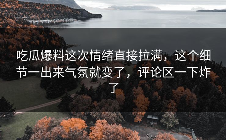 吃瓜爆料这次情绪直接拉满，这个细节一出来气氛就变了，评论区一下炸了